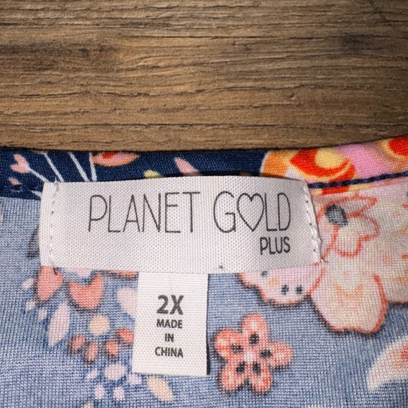 Planet Gold Plus Navy Floral Babydoll Dress - Picture 2 of 4